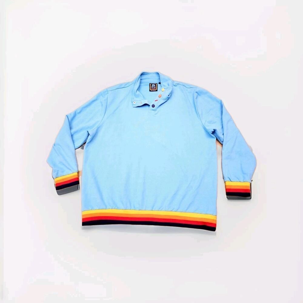 ALDI Gear Grocery Store Blue Employee Sweatshirt Men's 1/4 - Size XL